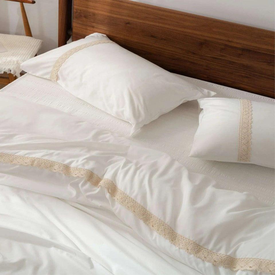 Luxury Duvet With Mash Ground Lace(green) - The Linen House