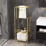 Towel Stand With Storage Shelf For Bathroom