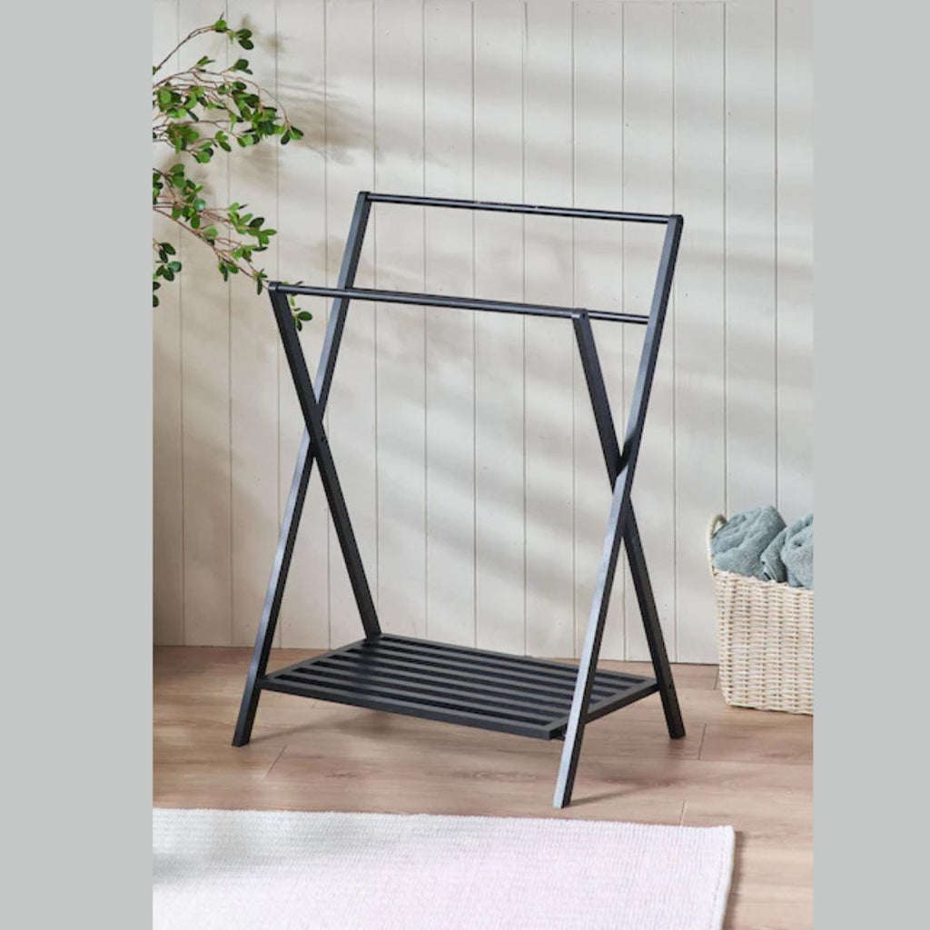 Black Folding Towel Rack