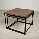 Set of 2 Smoked oak Side Table with Metal stand - The Linen House