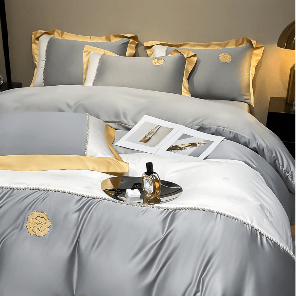 Modern Luxury Embroidered Duvet cover - The Linen House