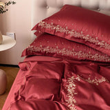 Luxury Red Embroidery Duvet Set – Elegant & Sophisticated Bedding
