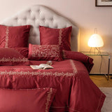 Luxury Red Embroidery Duvet Set – Elegant & Sophisticated Bedding