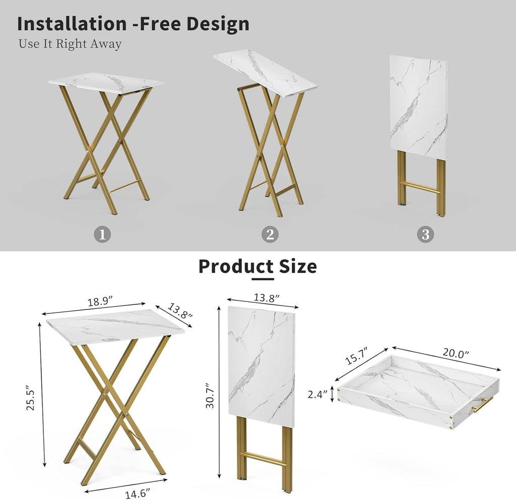 Folding Tables with Removable Serving Tray - The Linen House