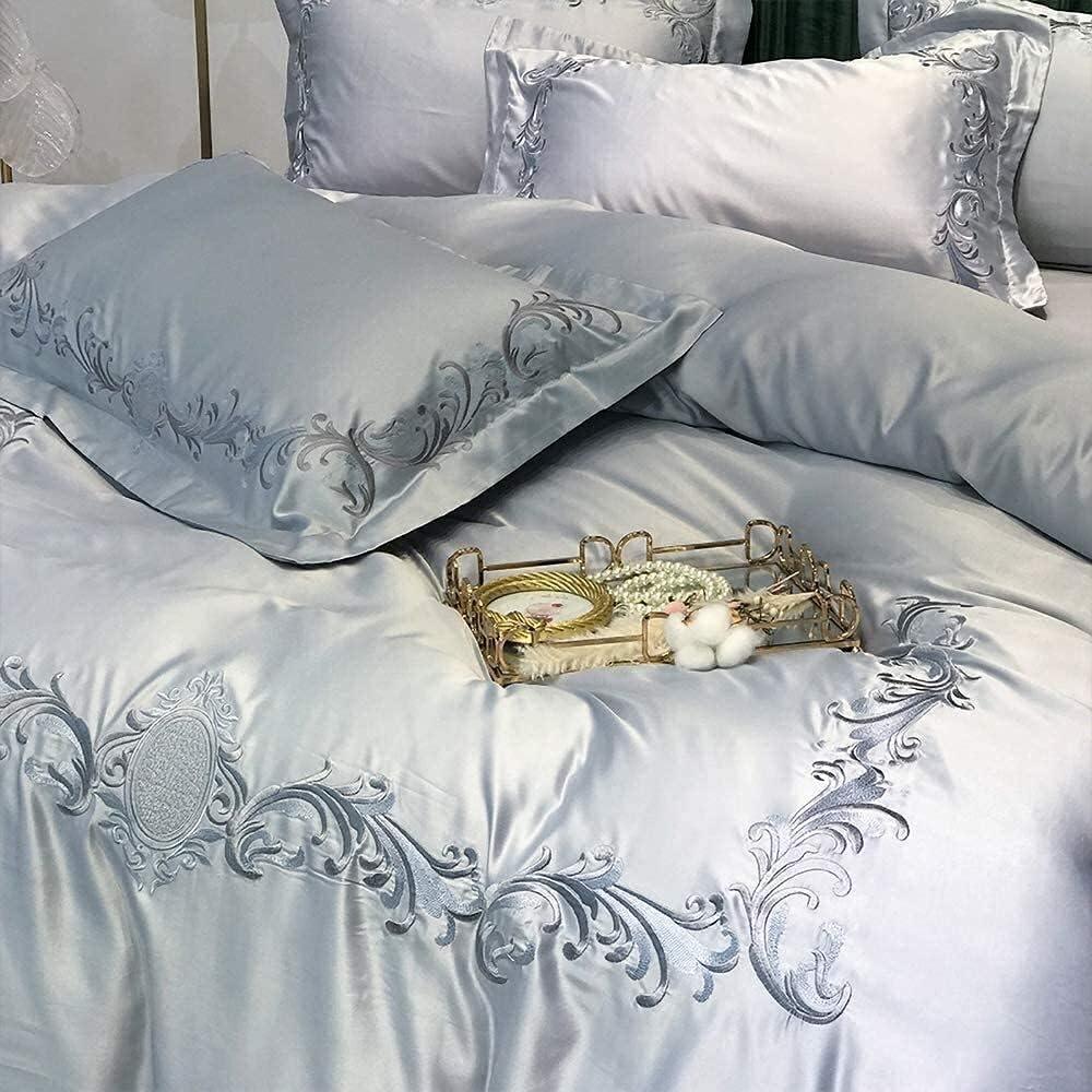 Cotton Satin Embroidery Duvet Set - The Linen House