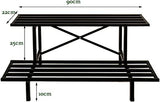 2 Tier Flower Racks Metal Plant Patio Standing Flower Shelf Holder - The Linen House