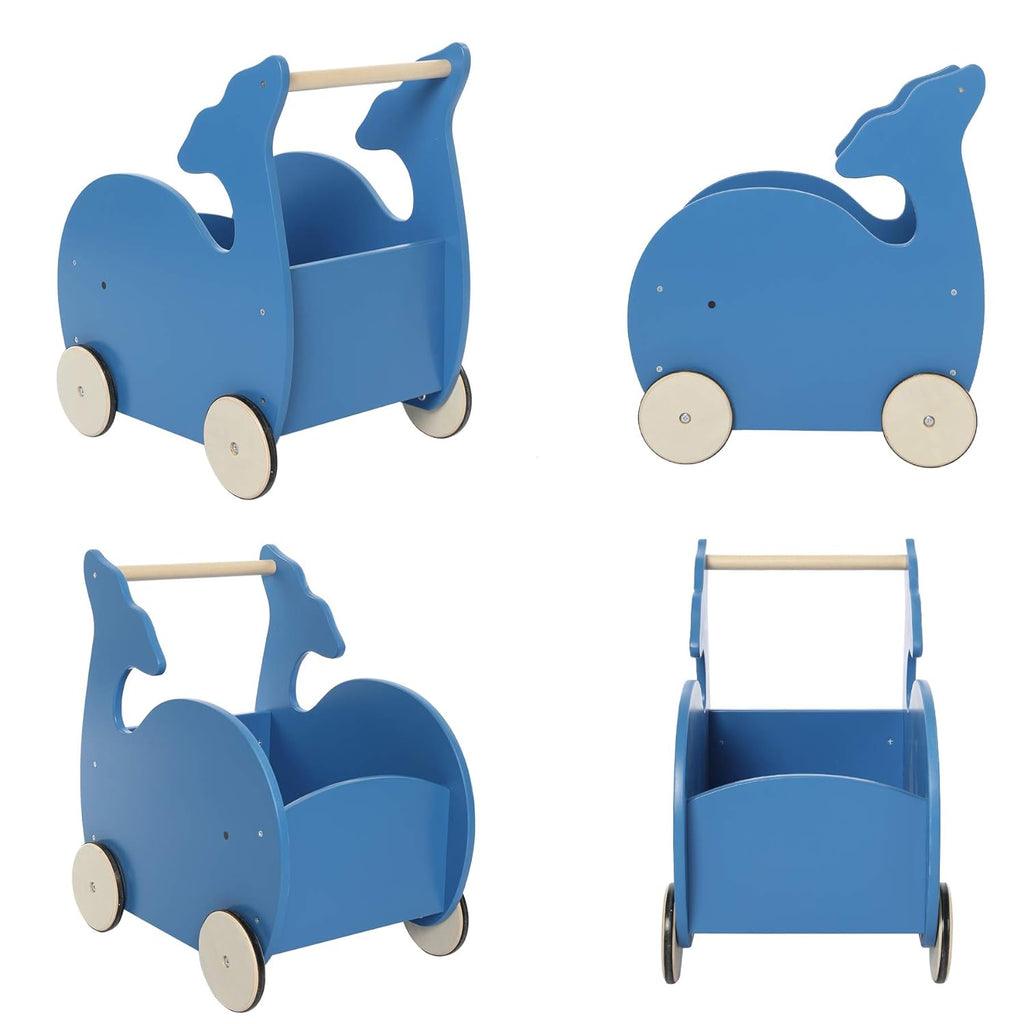Blue Whale 2-in-1 Baby Learning Walker Wooden Strollers - The Linen House
