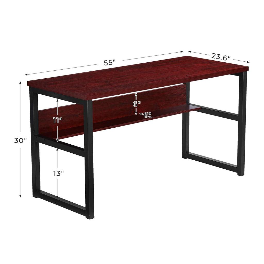 Computer Desk with Bookshelf, Modern Office Desk with Storage Shelves - The Linen House