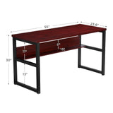 Computer Desk with Bookshelf, Modern Office Desk with Storage Shelves - The Linen House