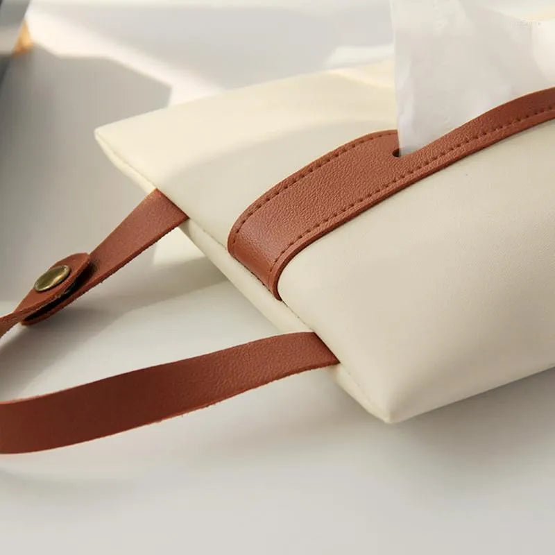Car Mounted Leather Tissue Bag - The Linen House