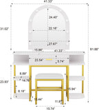 White Vanity Mirror with Lights and Table Set with Drawers – Elegant and Functional Beauty Station