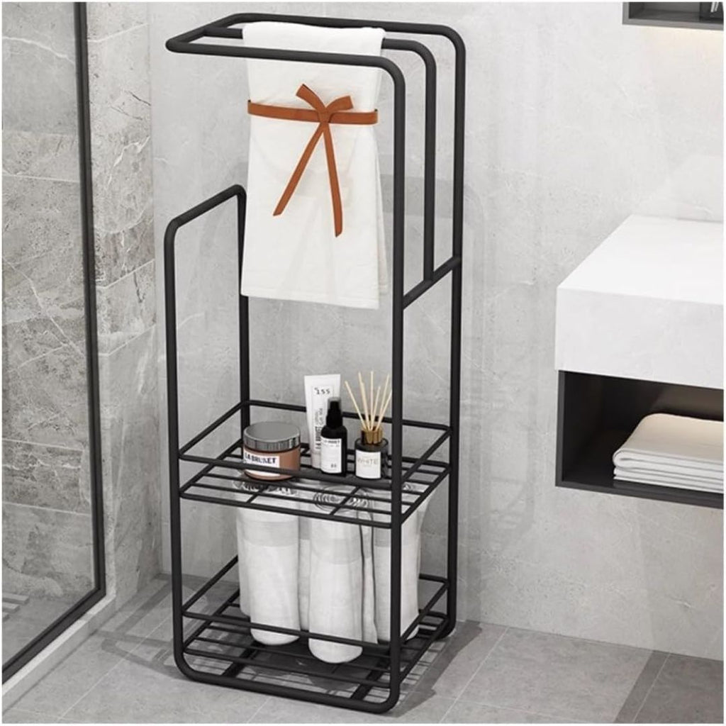 Towel Stand With Storage Shelf For Bathroom