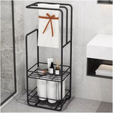 Towel Stand With Storage Shelf For Bathroom