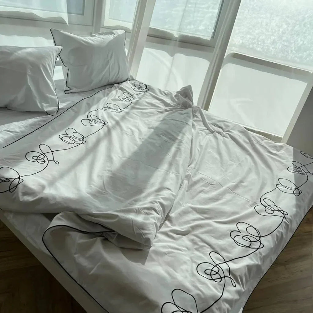 Charming Pink Heart Embroidery Duvet Set – Celebrate Love & Togetherness