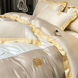 Modern Luxury Embroidered Duvet cover - The Linen House