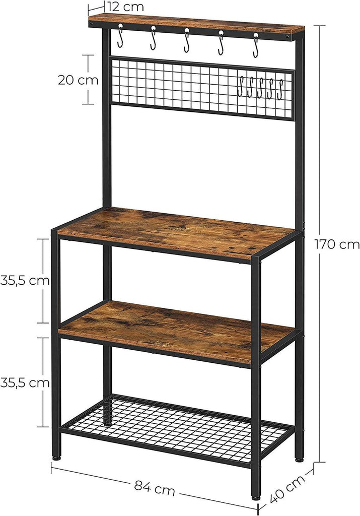Industrial Kitchen Baker's Rack, Kitchen Unit with Storage Shelves - The Linen House