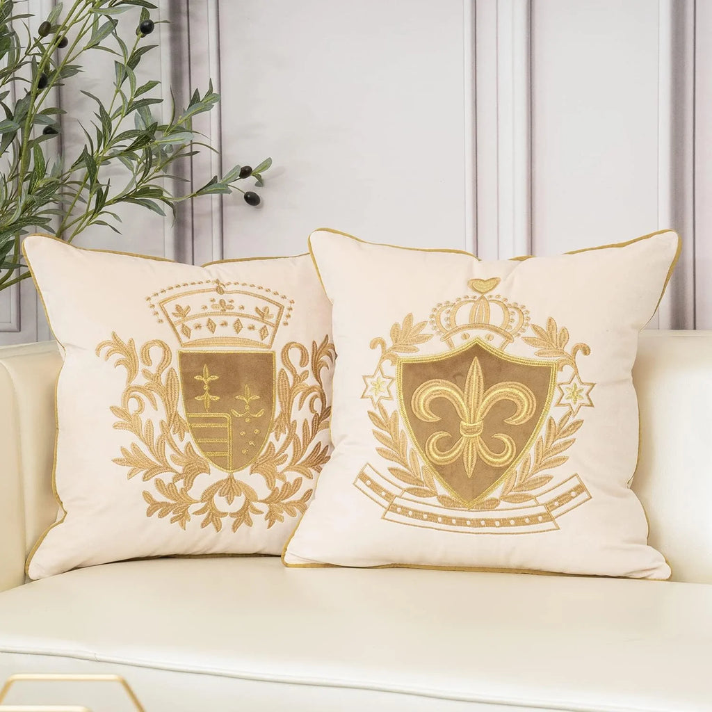 Royal Crest Embroidered Cushion Cover Style 1