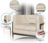 Upholstered Leather Barrel Living Room Accent Chair - The Linen House