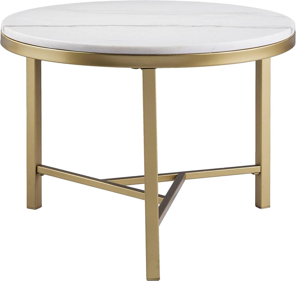 Round Table - Geometric Champagne Gold Frame - The Linen House
