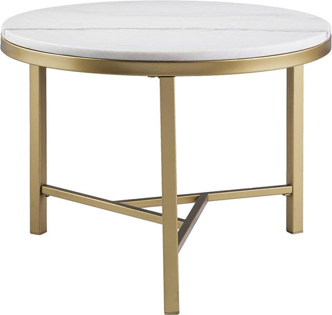 Round Table - Geometric Champagne Gold Frame - The Linen House