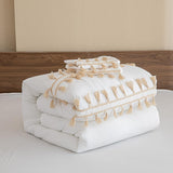 White Tassel Decor Duvet Set - The Linen House