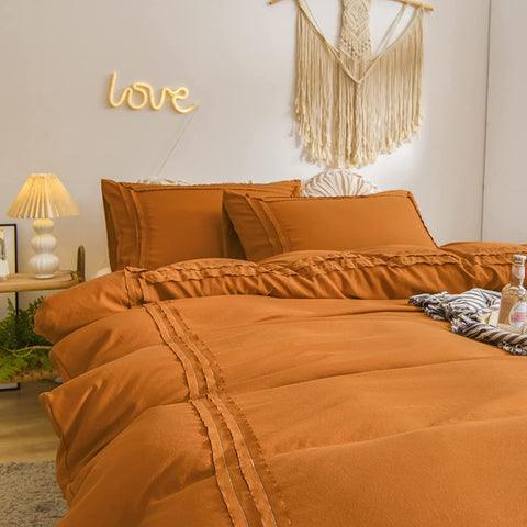 Ruched Lace Duvet Cover Set - The Linen House