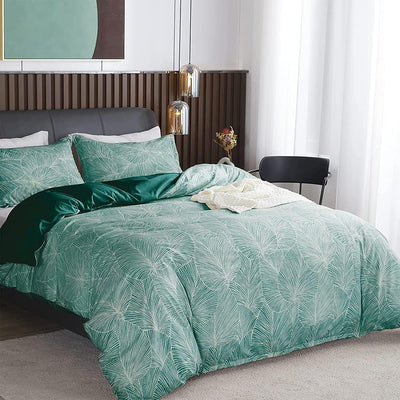 Tropical Leaves Printed Bedding Duvet Set – Artistic & Elegant