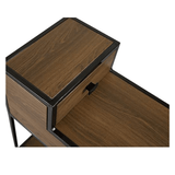 Table with Drawers ,Nightstand with Drawers and Shelf, Metal Frame End Table - The Linen House