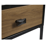 Table with Drawers ,Nightstand with Drawers and Shelf, Metal Frame End Table - The Linen House