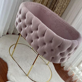 Pink Velvet Tufted Bassinet - The Linen House