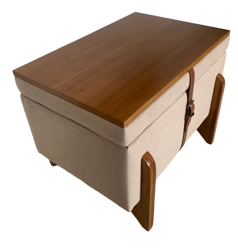 Pouf With Coffee Table In Beige