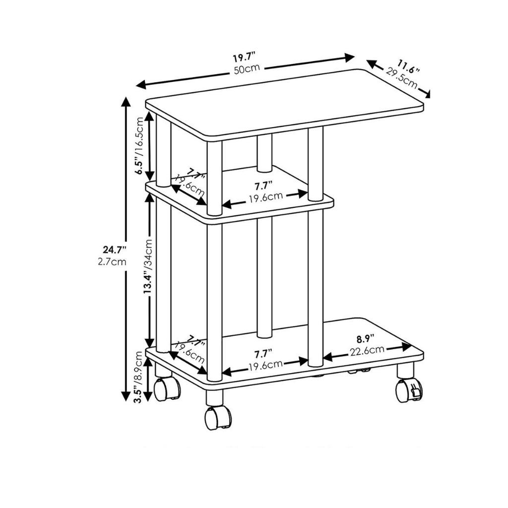 U-Shaped Side Table with Casters - The Linen House