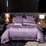 Cotton satin Embroidered duvet set - The Linen House