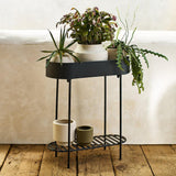 Oval Iron Plant Stand with Shelf – Stylish and Functional Home Decor