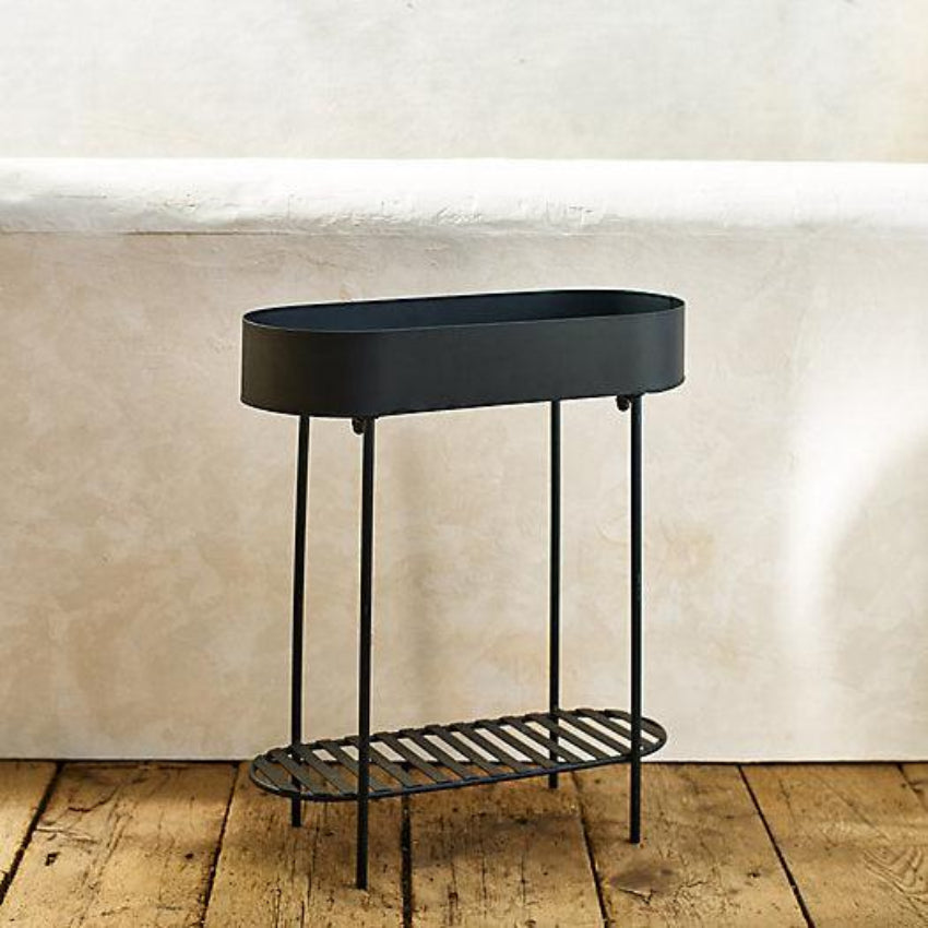 Oval Iron Plant Stand with Shelf – Stylish and Functional Home Decor