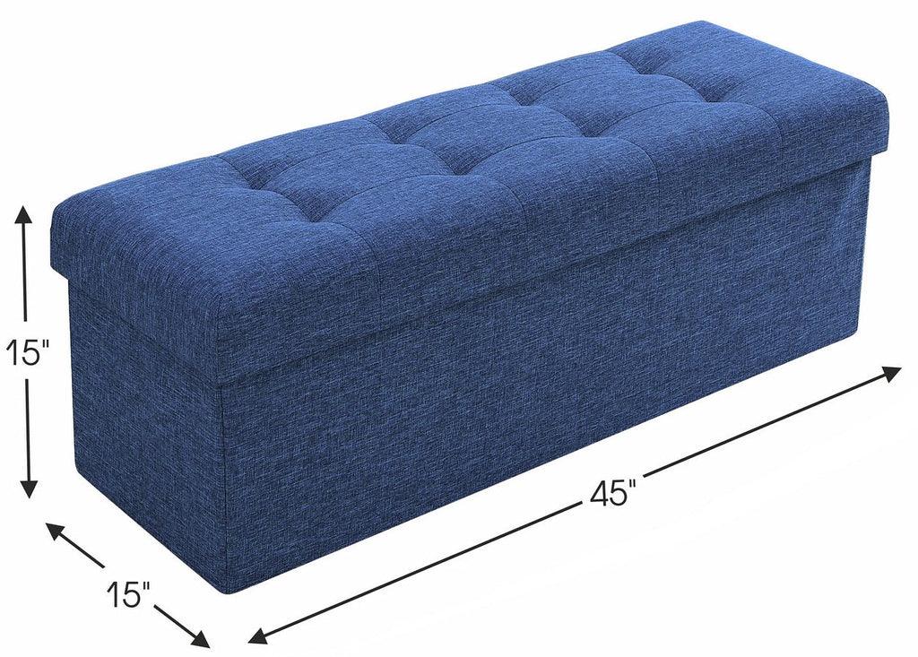 Tufted Linen Storage Ottoman Bench - The Linen House