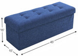 Tufted Linen Storage Ottoman Bench - The Linen House