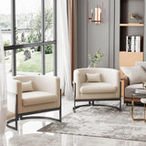 Upholstered Leather Barrel Living Room Accent Chair - The Linen House