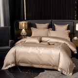 Cotton satin Embroidered duvet set - The Linen House