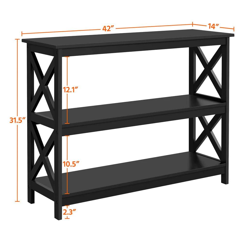 3 Tier X-Design Console Table with Storage Shelves – Stylish and Practical Black Accent Table