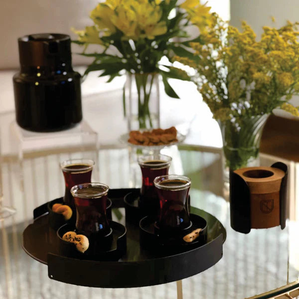 Metal Round Serving Tray - The Linen House