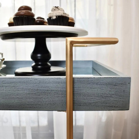 Trolley Table Grey with Gold