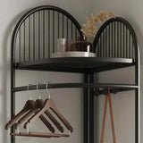 Corner clothing rack with storage basket