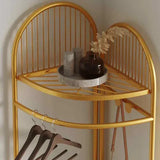 Corner clothing rack with storage basket