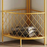 Corner clothing rack with storage basket