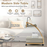 Costway Rolling End Table with Storage Drawer Tray