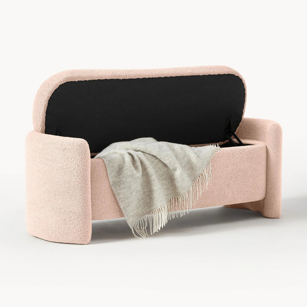 Upholstered teddy bench with storage space