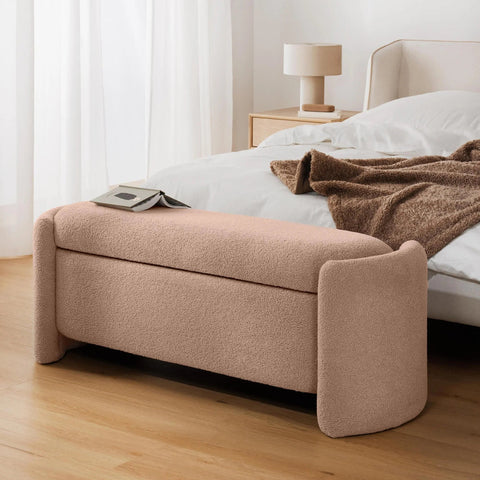 Upholstered teddy bench with storage space