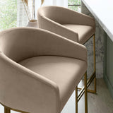 Dakota Champagne Velvet & Metal Barstool - The Linen House