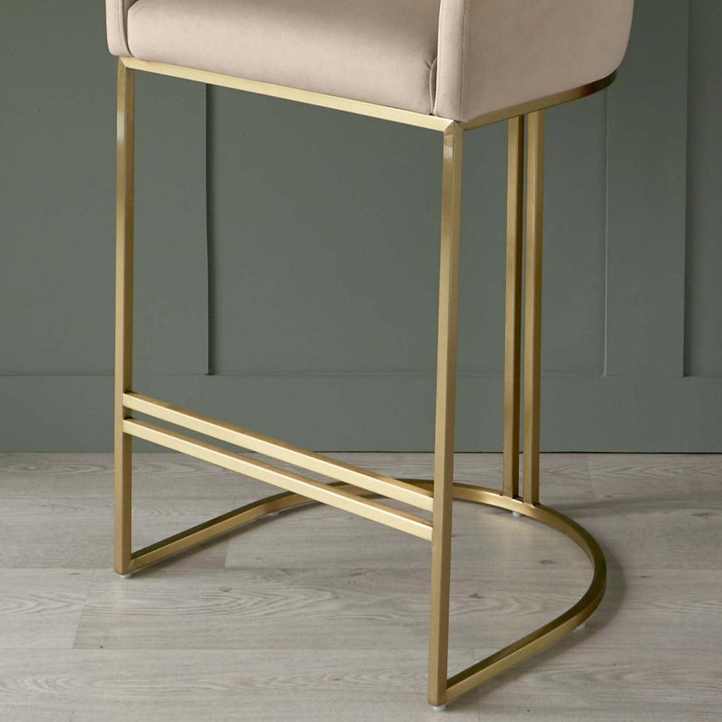 Dakota Champagne Velvet & Metal Barstool - The Linen House